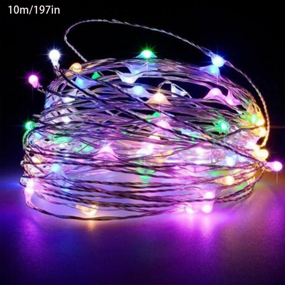 1pc 118in/197in/394in/787in, 30/50/100/200LED, Outdoor String Lights, Christmas Star Lights, Battery Powered (Not Included), DIY LED Fairy String Light, Copper Wire Light, Holiday Lighting Garland For Christmas Wedding Party