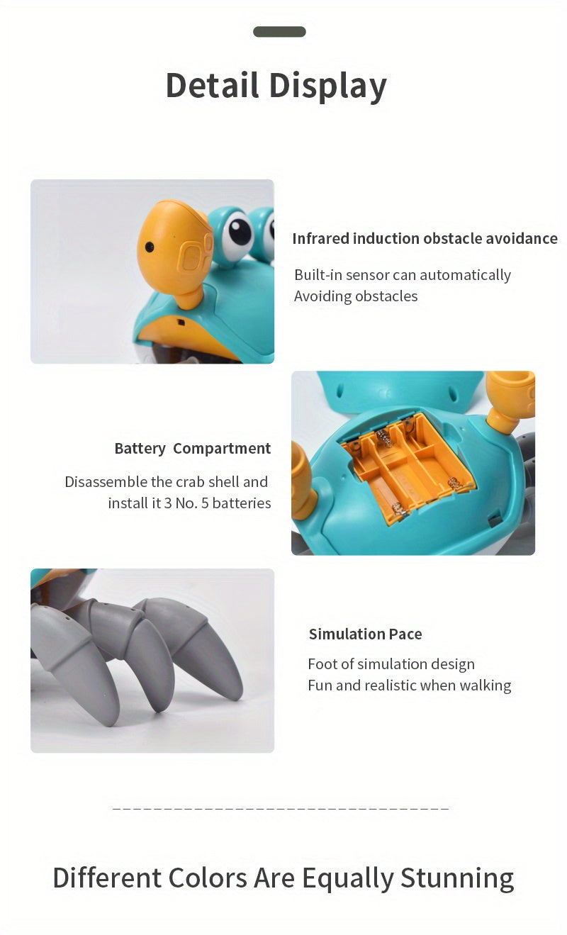 Crawling Crab Baby Toy Gift Tummy Time Toys Walking Dancing Cute Essentials Electric Induction Sensory Stuff Moving Babies Crabs With Light Up Music For Toddler Boys Girls Items Interaction Gadgets