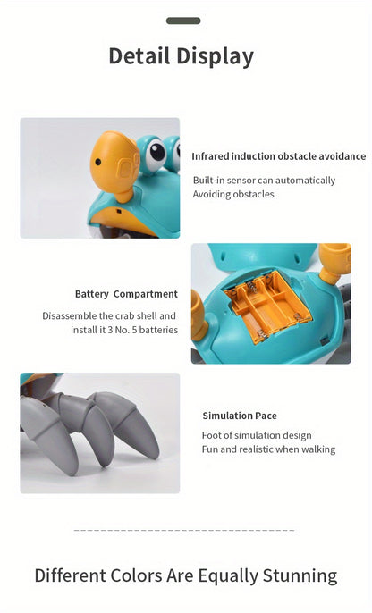 Crawling Crab Baby Toy Gift Tummy Time Toys Walking Dancing Cute Essentials Electric Induction Sensory Stuff Moving Babies Crabs With Light Up Music For Toddler Boys Girls Items Interaction Gadgets