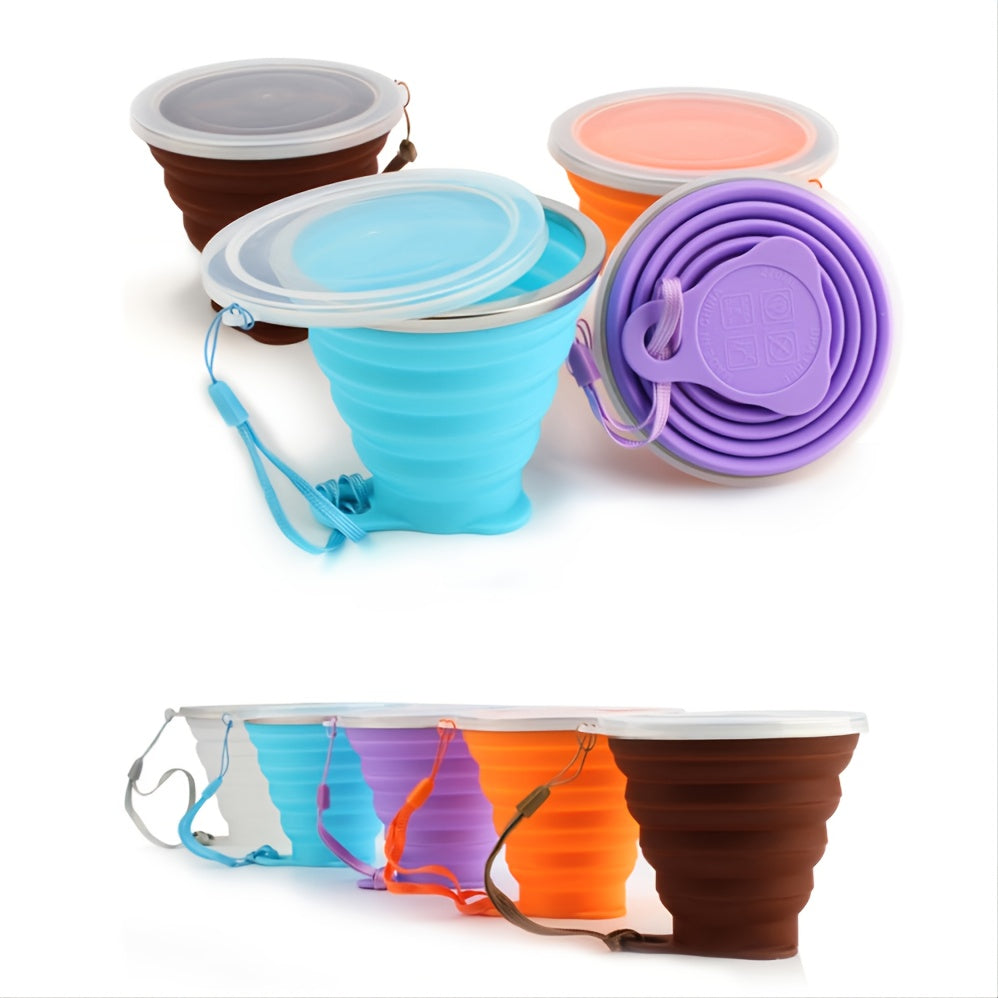 Collapsible Silicone Travel Cup with Lid - Portable and Reusable Drinking Cup for Camping, Hiking, and Outdoor Activities