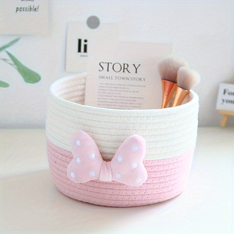 Ins-style Cute Home Storage Box, with Inner Pockets for Organizing Small Items and Cosmetics on the Entrance Table or as a Handmade Woven Basket