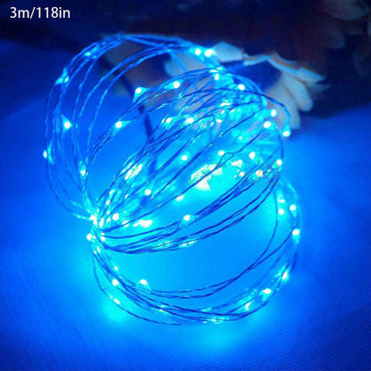 1pc 118in/197in/394in/787in, 30/50/100/200LED, Outdoor String Lights, Christmas Star Lights, Battery Powered (Not Included), DIY LED Fairy String Light, Copper Wire Light, Holiday Lighting Garland For Christmas Wedding Party