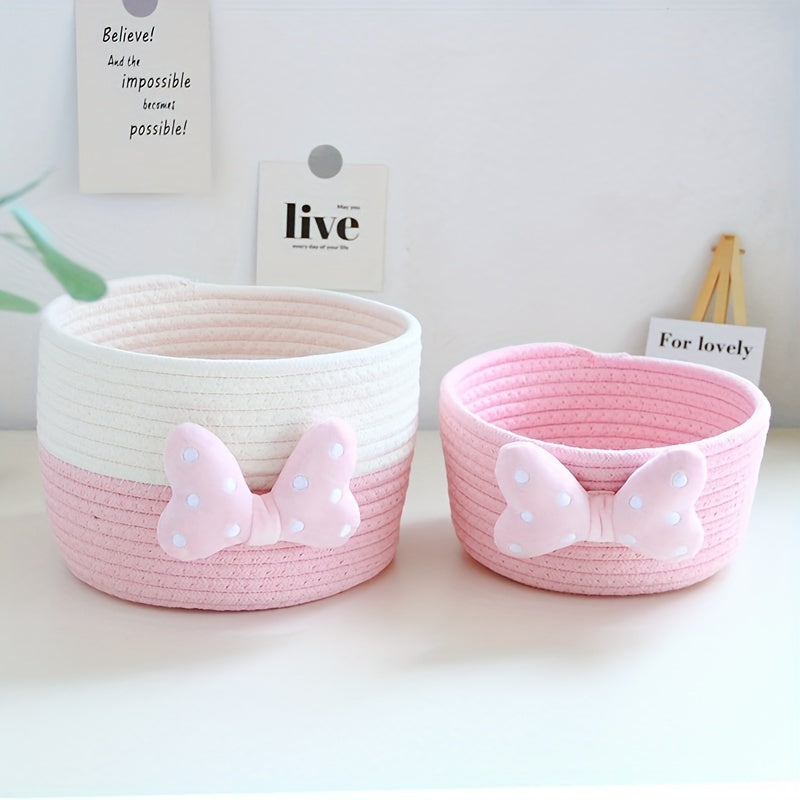 Ins-style Cute Home Storage Box, with Inner Pockets for Organizing Small Items and Cosmetics on the Entrance Table or as a Handmade Woven Basket