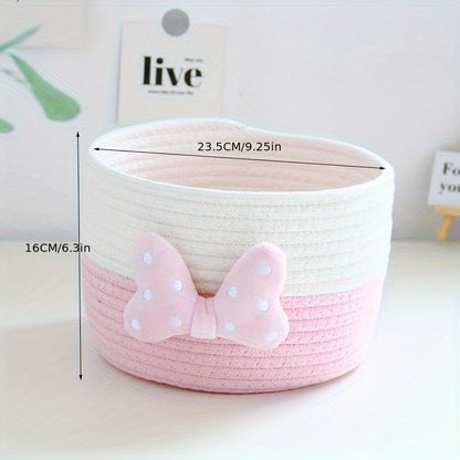 Ins-style Cute Home Storage Box, with Inner Pockets for Organizing Small Items and Cosmetics on the Entrance Table or as a Handmade Woven Basket