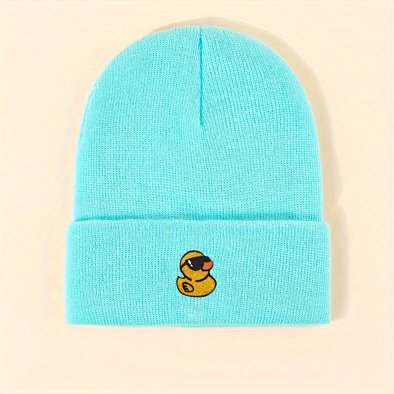 Embroidered Yellow Duck Knit Hat For Women Valentines Gifts