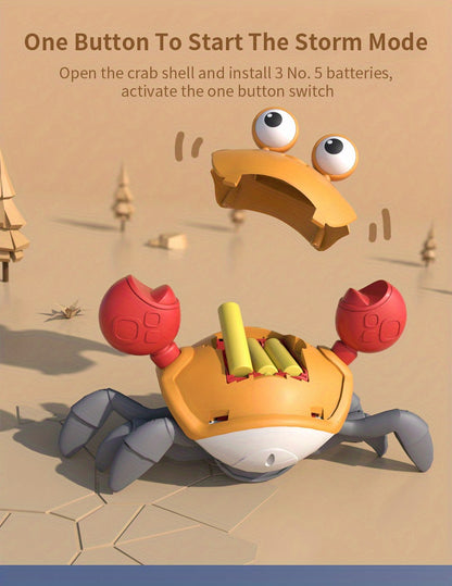 Crawling Crab Baby Toy Gift Tummy Time Toys Walking Dancing Cute Essentials Electric Induction Sensory Stuff Moving Babies Crabs With Light Up Music For Toddler Boys Girls Items Interaction Gadgets
