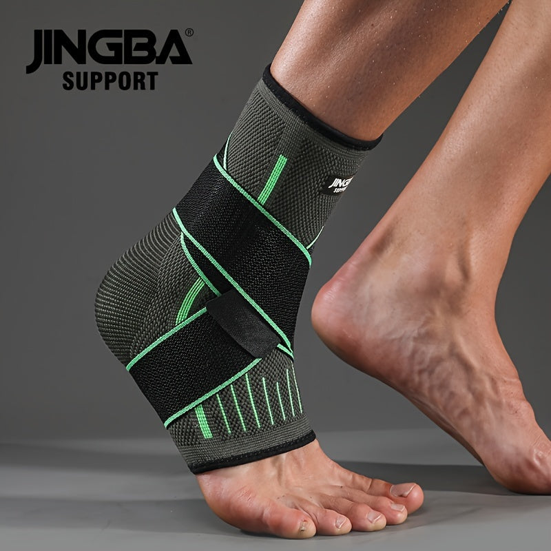 [Adjustable Compression] Jingba Support Ankle Brace | Adjustable Compression Wrap | Breathable Nylon | Secure Straps | Running, Hiking & Basketball | Black & Gray