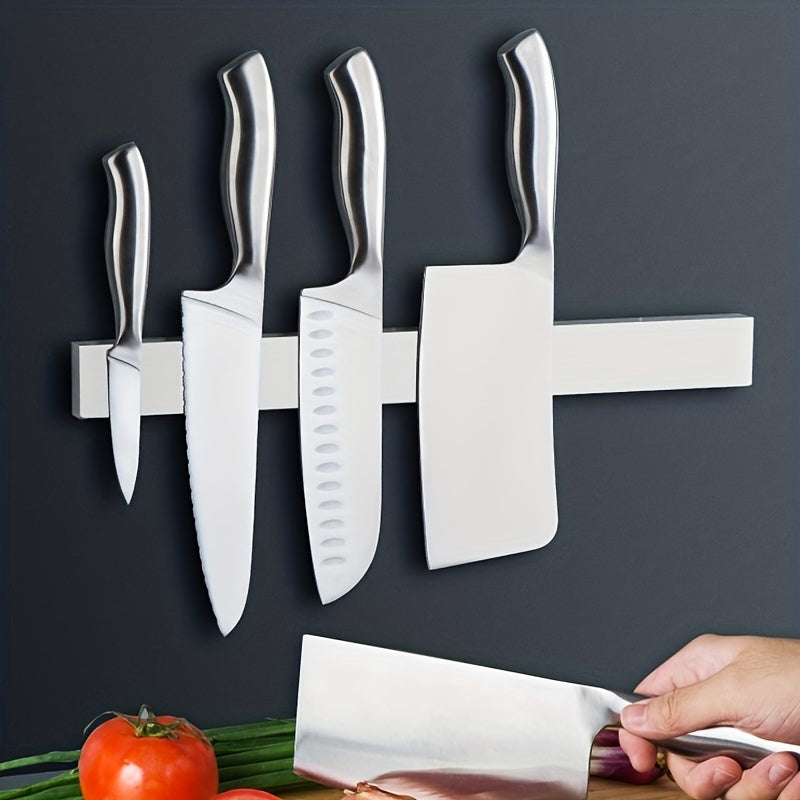 1pc Stainless Steel Stronghold Magnetic Knife Holder - Space-Saving Wall Strip for Kitchen Utensils, Apartment Essentials, and Back to School Supplies - Perfect for College Dorm Organization and Easy Meal Prep