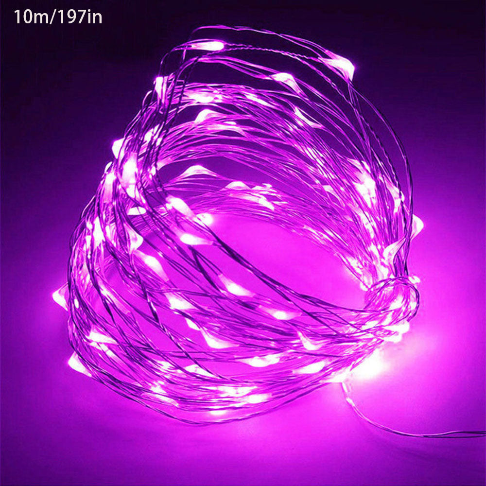 1pc 118in/197in/394in/787in, 30/50/100/200LED, Outdoor String Lights, Christmas Star Lights, Battery Powered (Not Included), DIY LED Fairy String Light, Copper Wire Light, Holiday Lighting Garland For Christmas Wedding Party