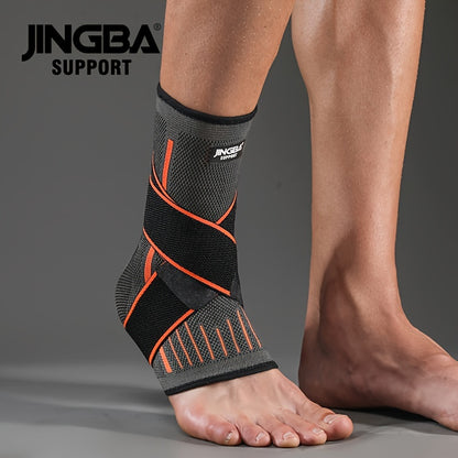 [Adjustable Compression] Jingba Support Ankle Brace | Adjustable Compression Wrap | Breathable Nylon | Secure Straps | Running, Hiking & Basketball | Black & Gray