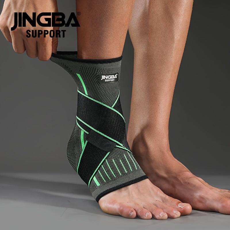 [Adjustable Compression] Jingba Support Ankle Brace | Adjustable Compression Wrap | Breathable Nylon | Secure Straps | Running, Hiking & Basketball | Black & Gray