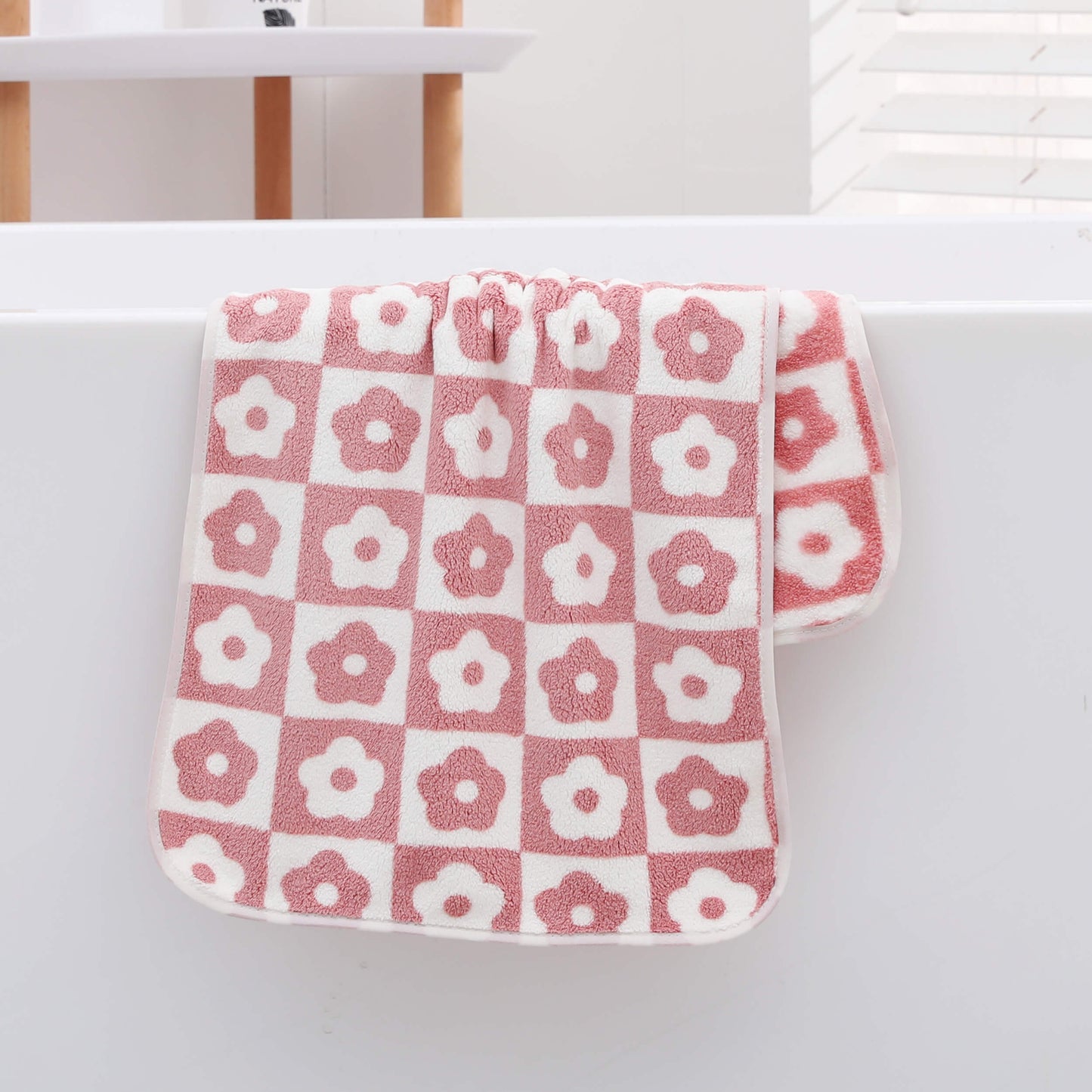 3pcs Plum Blossom and Soft Coral Fleece Household Towels - Soft and Absorbent Face, Wash, and Hand Towels - 34.8x74.93cm, Bathroom Accessory