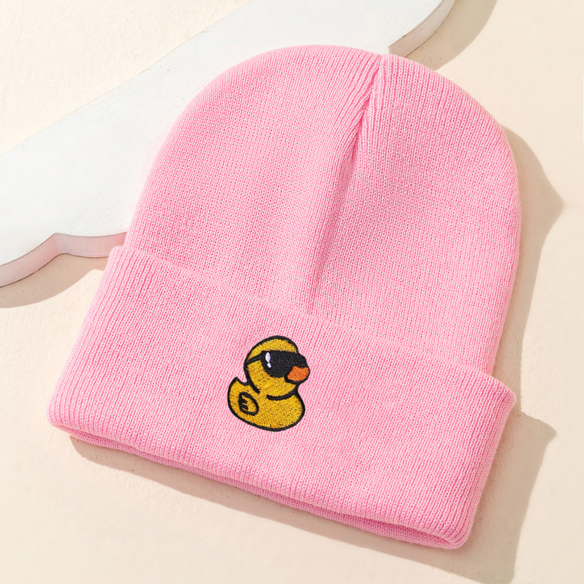 Embroidered Yellow Duck Knit Hat For Women Valentines Gifts