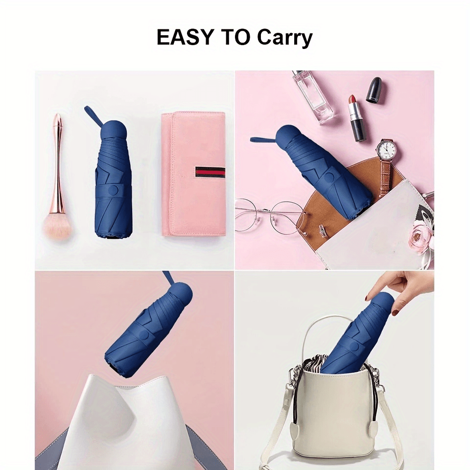Mei Qi Lin Compact 6-Rib Mini Umbrella - High-Quality, Foldable Sun Protection with Stylish Design
