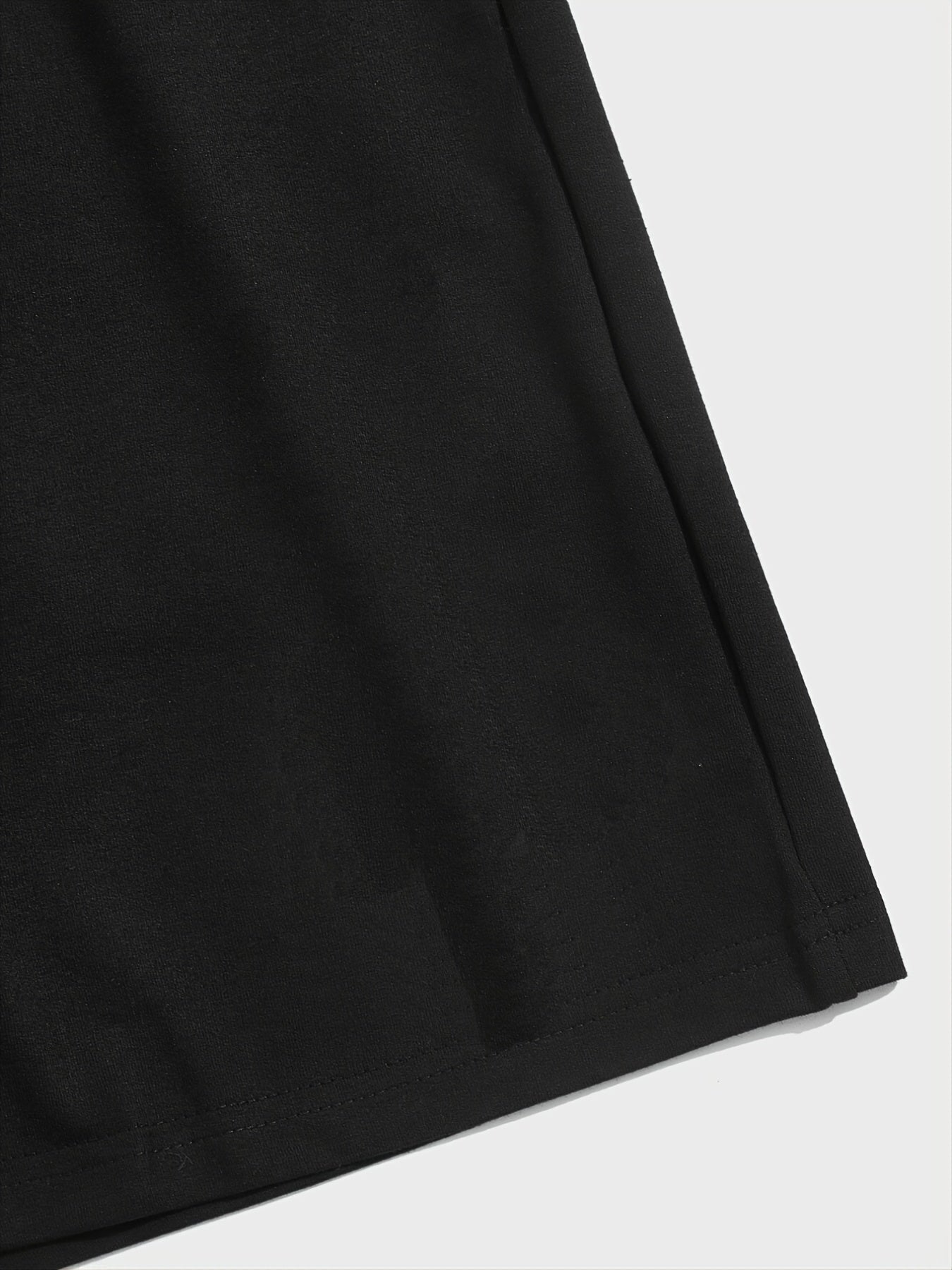 Mens Fashion Shorts - Fashionable Streetwear Design, Simple yet Stylish, Trendy and Modern Look, Solid Black Color, Sports-inspired Drawstring Waistband, Perfect for Casual Occasions - Featuring Eye-catching Blue Letter Print