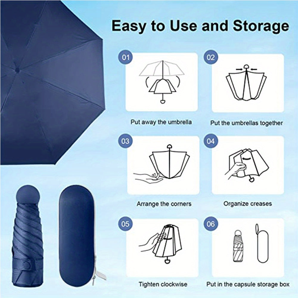 Mei Qi Lin Compact 6-Rib Mini Umbrella - High-Quality, Foldable Sun Protection with Stylish Design