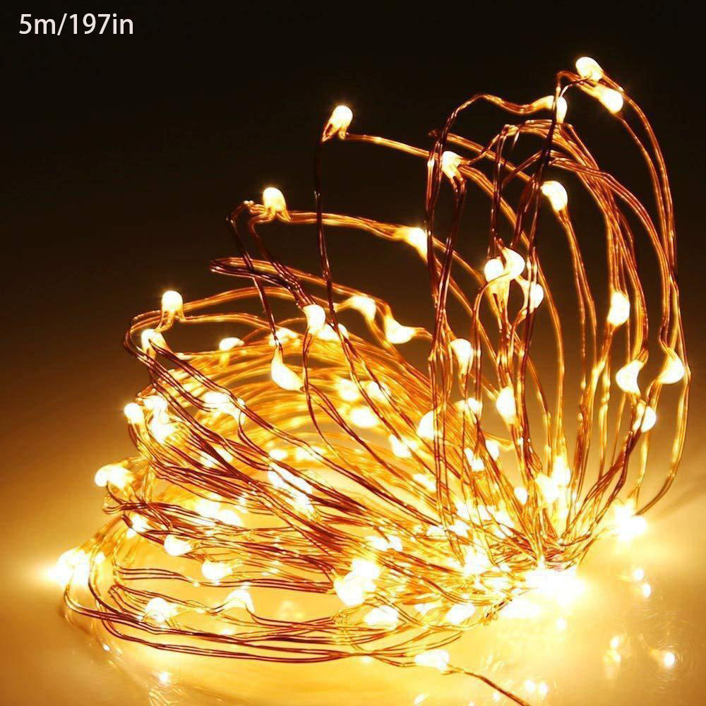 1pc 118in/197in/394in/787in, 30/50/100/200LED, Outdoor String Lights, Christmas Star Lights, Battery Powered (Not Included), DIY LED Fairy String Light, Copper Wire Light, Holiday Lighting Garland For Christmas Wedding Party