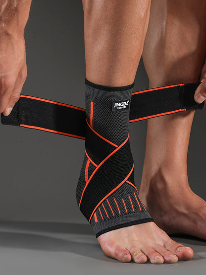 [Adjustable Compression] Jingba Support Ankle Brace | Adjustable Compression Wrap | Breathable Nylon | Secure Straps | Running, Hiking & Basketball | Black & Gray