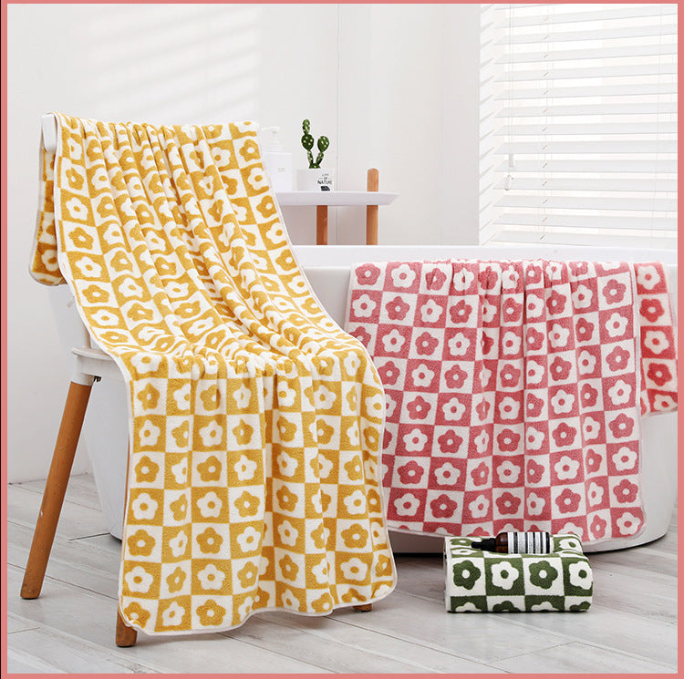 3pcs Plum Blossom and Soft Coral Fleece Household Towels - Soft and Absorbent Face, Wash, and Hand Towels - 34.8x74.93cm, Bathroom Accessory