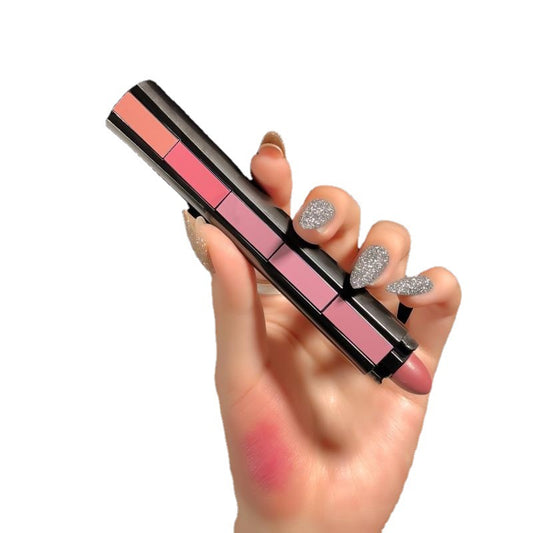 5 In 1 Sexy Red Lipstick Strip Matte Velvet Texture Lip Gloss Makeup Long Lasting Non-stick Cup Lipstick Set Cosmetics Valentine's Day Gifts