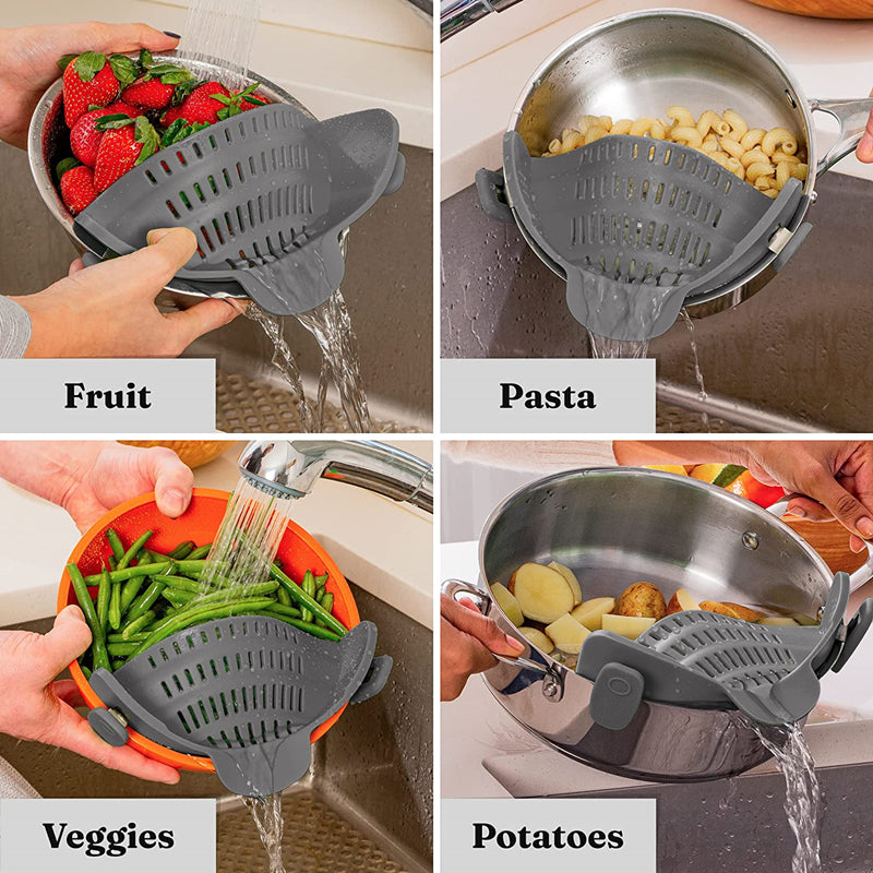 Effortless Cooking with this Adjustable Silicone Pot Strainer and Pasta Strainer - The Perfect Kitchen Gadget!