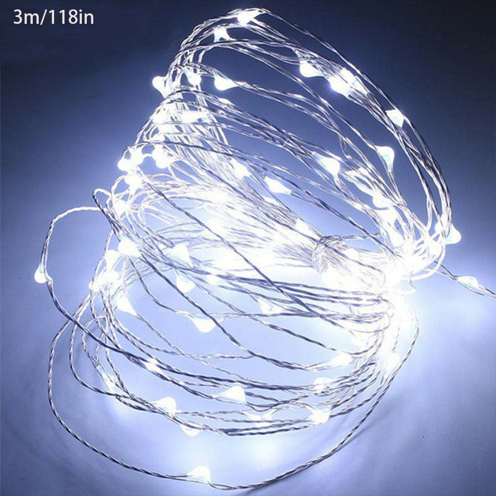1pc 118in/197in/394in/787in, 30/50/100/200LED, Outdoor String Lights, Christmas Star Lights, Battery Powered (Not Included), DIY LED Fairy String Light, Copper Wire Light, Holiday Lighting Garland For Christmas Wedding Party