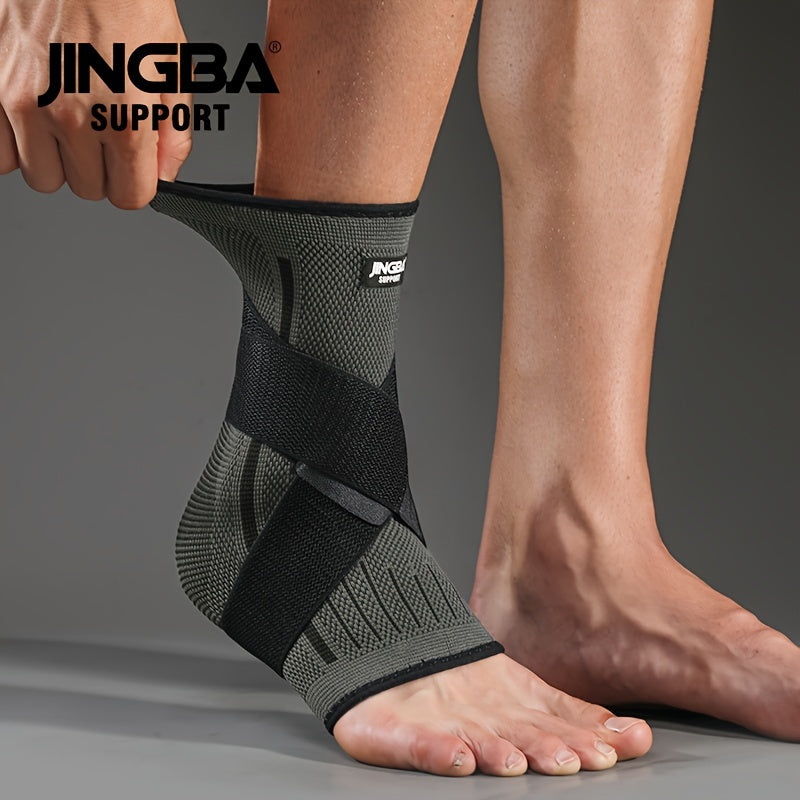 [Adjustable Compression] Jingba Support Ankle Brace | Adjustable Compression Wrap | Breathable Nylon | Secure Straps | Running, Hiking & Basketball | Black & Gray