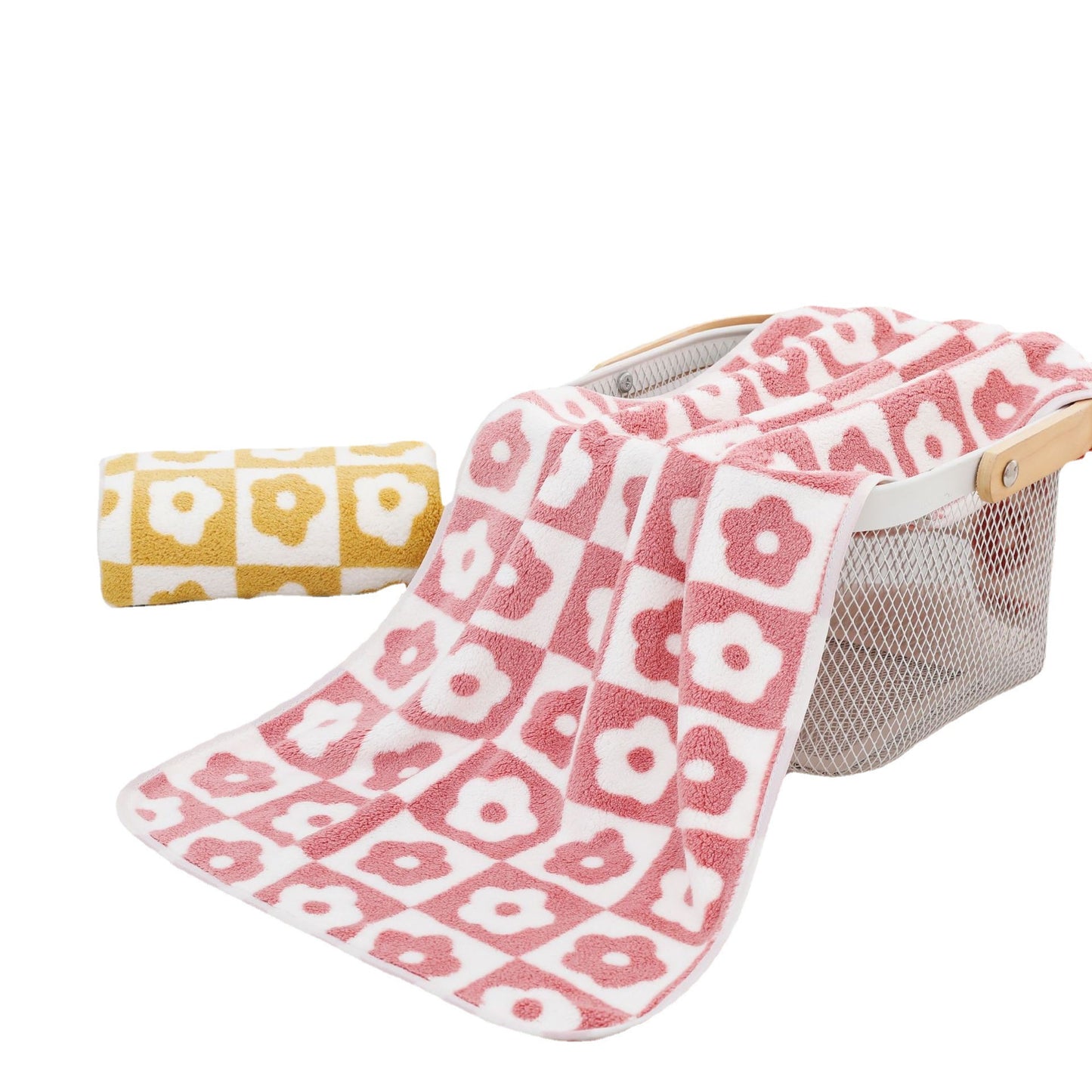 3pcs Plum Blossom and Soft Coral Fleece Household Towels - Soft and Absorbent Face, Wash, and Hand Towels - 34.8x74.93cm, Bathroom Accessory