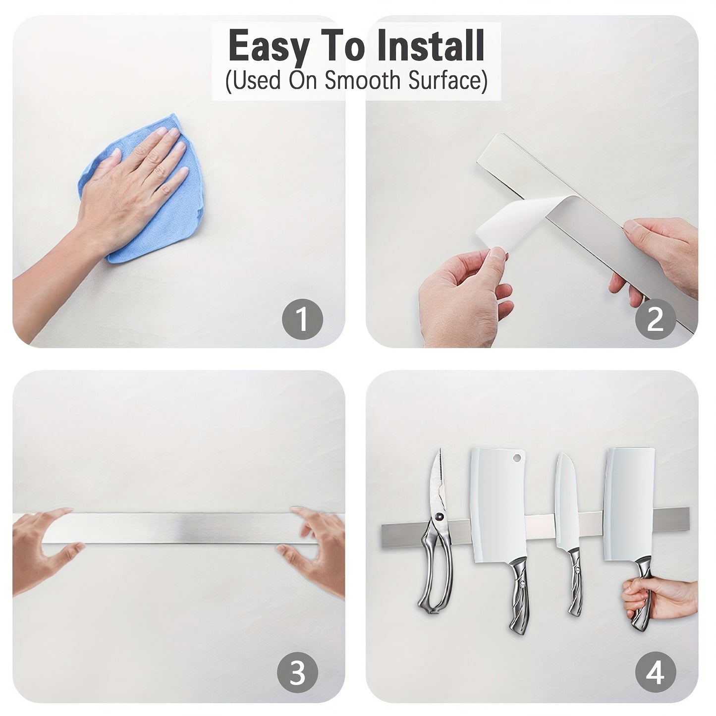 1pc Stainless Steel Stronghold Magnetic Knife Holder - Space-Saving Wall Strip for Kitchen Utensils, Apartment Essentials, and Back to School Supplies - Perfect for College Dorm Organization and Easy Meal Prep