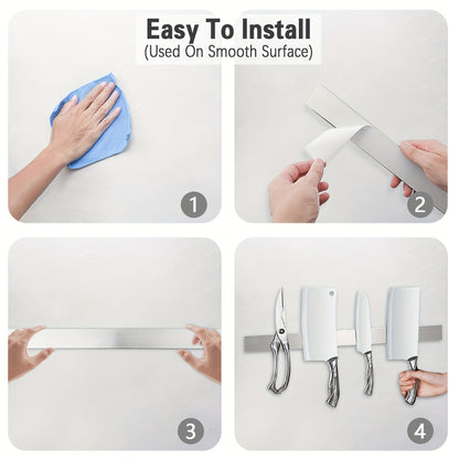 1pc Stainless Steel Stronghold Magnetic Knife Holder - Space-Saving Wall Strip for Kitchen Utensils, Apartment Essentials, and Back to School Supplies - Perfect for College Dorm Organization and Easy Meal Prep