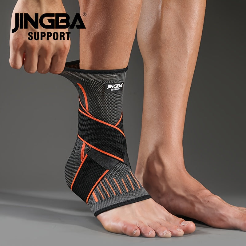 [Adjustable Compression] Jingba Support Ankle Brace | Adjustable Compression Wrap | Breathable Nylon | Secure Straps | Running, Hiking & Basketball | Black & Gray