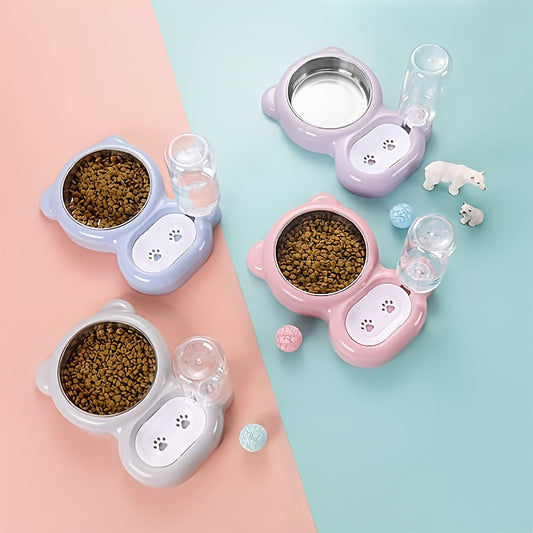 Keep Your Pet Hydrated & Fed with This Double Bowl Set & Automatic Water Dispenser Bottle!