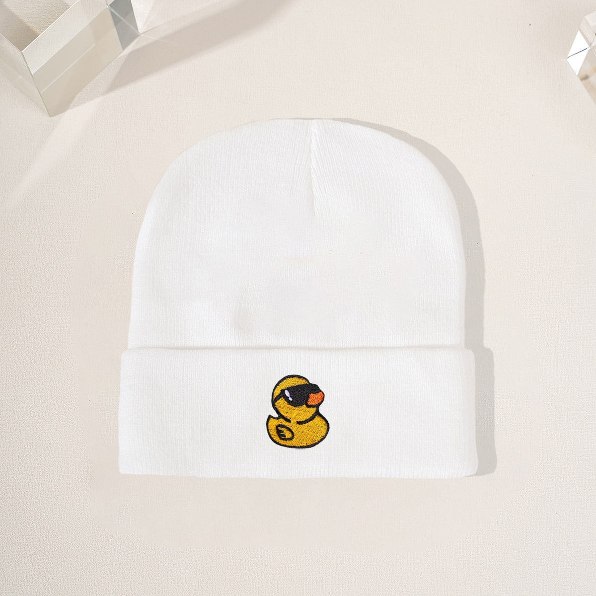 Embroidered Yellow Duck Knit Hat For Women Valentines Gifts