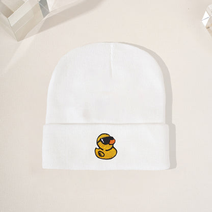 Embroidered Yellow Duck Knit Hat For Women Valentines Gifts