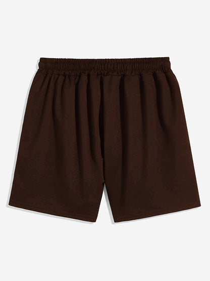 Mens Fashion Shorts - Fashionable Streetwear Design, Simple yet Stylish, Trendy and Modern Look, Solid Black Color, Sports-inspired Drawstring Waistband, Perfect for Casual Occasions - Featuring Eye-catching Blue Letter Print