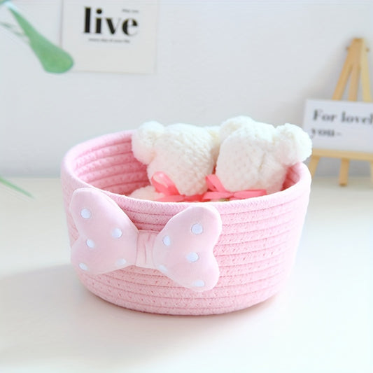 Ins-style Cute Home Storage Box, with Inner Pockets for Organizing Small Items and Cosmetics on the Entrance Table or as a Handmade Woven Basket