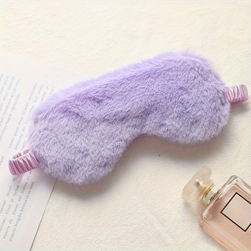 1PCS Solid Color Plush Eye Mask Sleeping Eye Mask Soft And Skin-friendly, Blackout Eye Mask Reduce Fatigue, For Daily Use, 19.99cm*10.01cm Travel Essentials