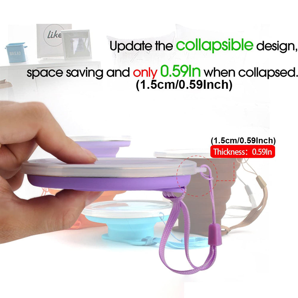 Collapsible Silicone Travel Cup with Lid - Portable and Reusable Drinking Cup for Camping, Hiking, and Outdoor Activities