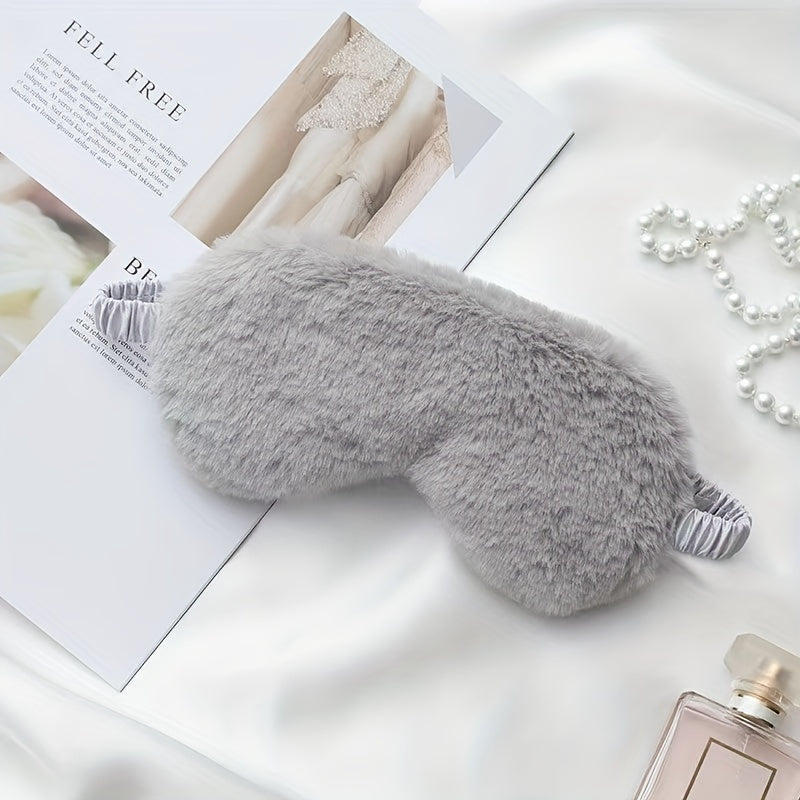 1PCS Solid Color Plush Eye Mask Sleeping Eye Mask Soft And Skin-friendly, Blackout Eye Mask Reduce Fatigue, For Daily Use, 19.99cm*10.01cm Travel Essentials