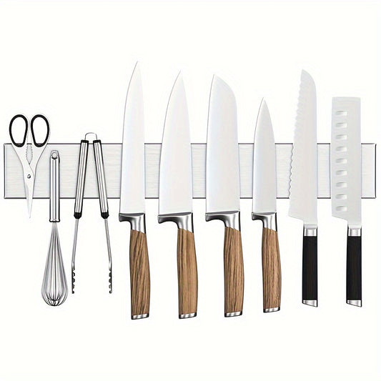 1pc Stainless Steel Stronghold Magnetic Knife Holder - Space-Saving Wall Strip for Kitchen Utensils, Apartment Essentials, and Back to School Supplies - Perfect for College Dorm Organization and Easy Meal Prep