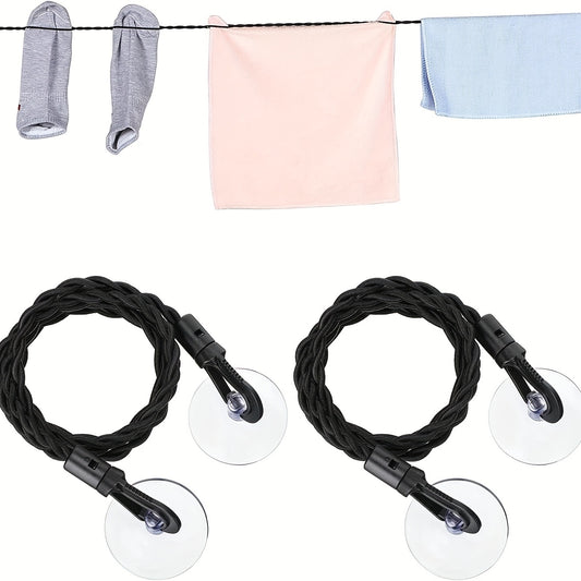 1pc Travel Clothesline Portable Retractable Clothesline With Hooks And Suction Cups Camping Accessories Cruise Essentials For Outdoor And Indoor Use
