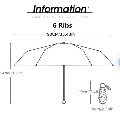 Mei Qi Lin Compact 6-Rib Mini Umbrella - High-Quality, Foldable Sun Protection with Stylish Design