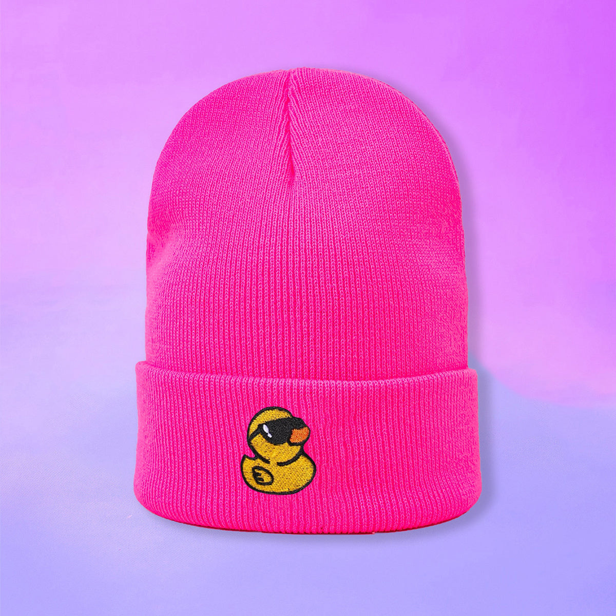 Embroidered Yellow Duck Knit Hat For Women Valentines Gifts